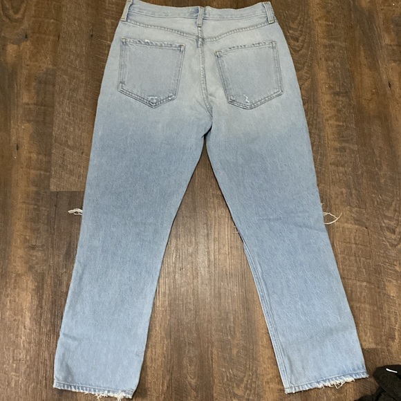 AGOLDE 100% ORGANIC COTTON RIPPED KNEE BUTTON FLY HIGH WAISTED JEANS SZ 28 - Picture 10 of 16
